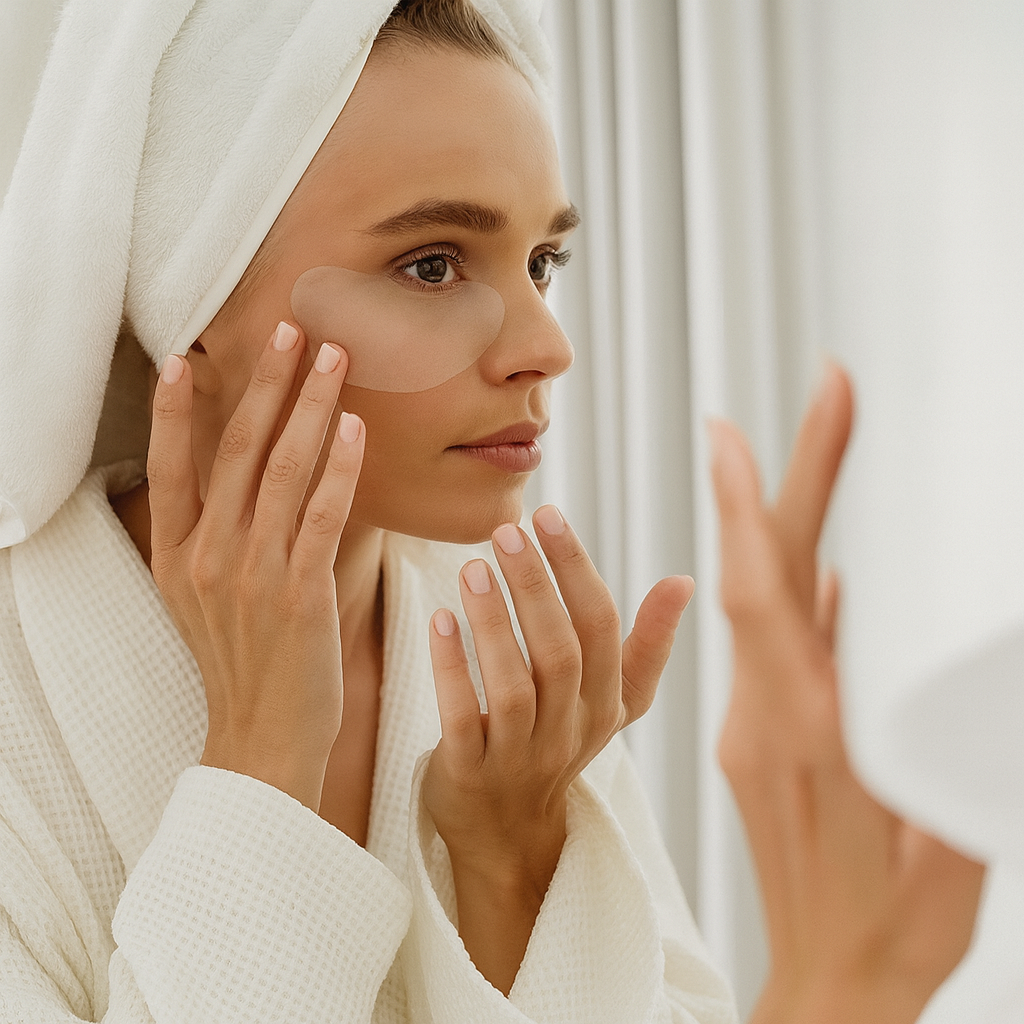 Woman holding Collagen supplements for skin elasticity and joint health