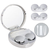 1 Pack Contact Lens Case Kit in silver with mirror organizer