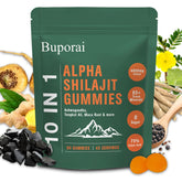 Front view of 10-in-1 Alpha Shilajit Gummies bottle