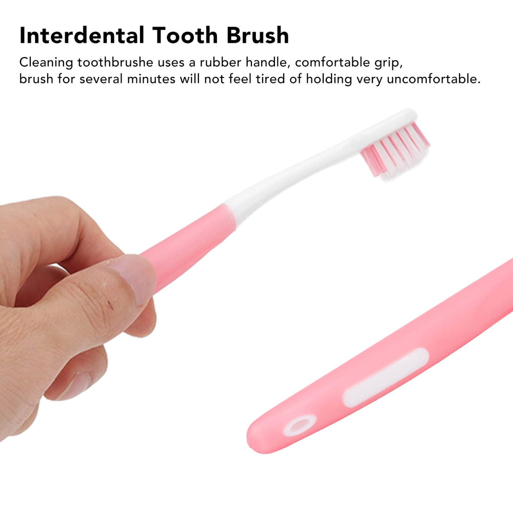 Brush cleaning between teeth near braces