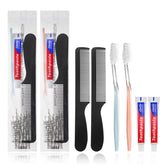 100-pack disposable toothbrushes with toothpaste and 7-inch black hair comb for homeless donation