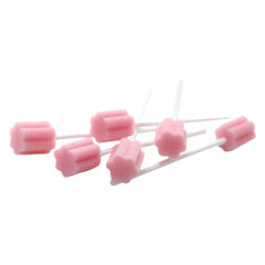 Set of 100 disposable oral care sponge swabs on sticks - package view