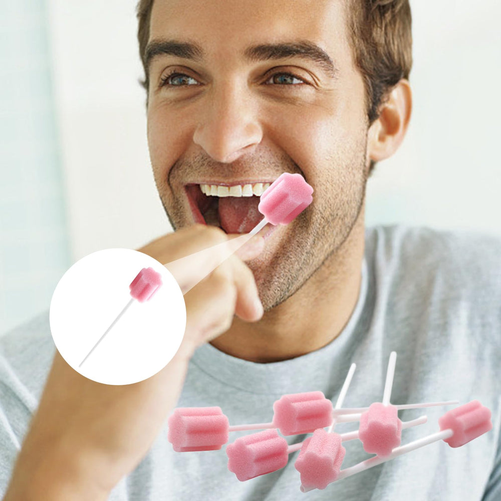 Soft sponge swabs for oral care close up