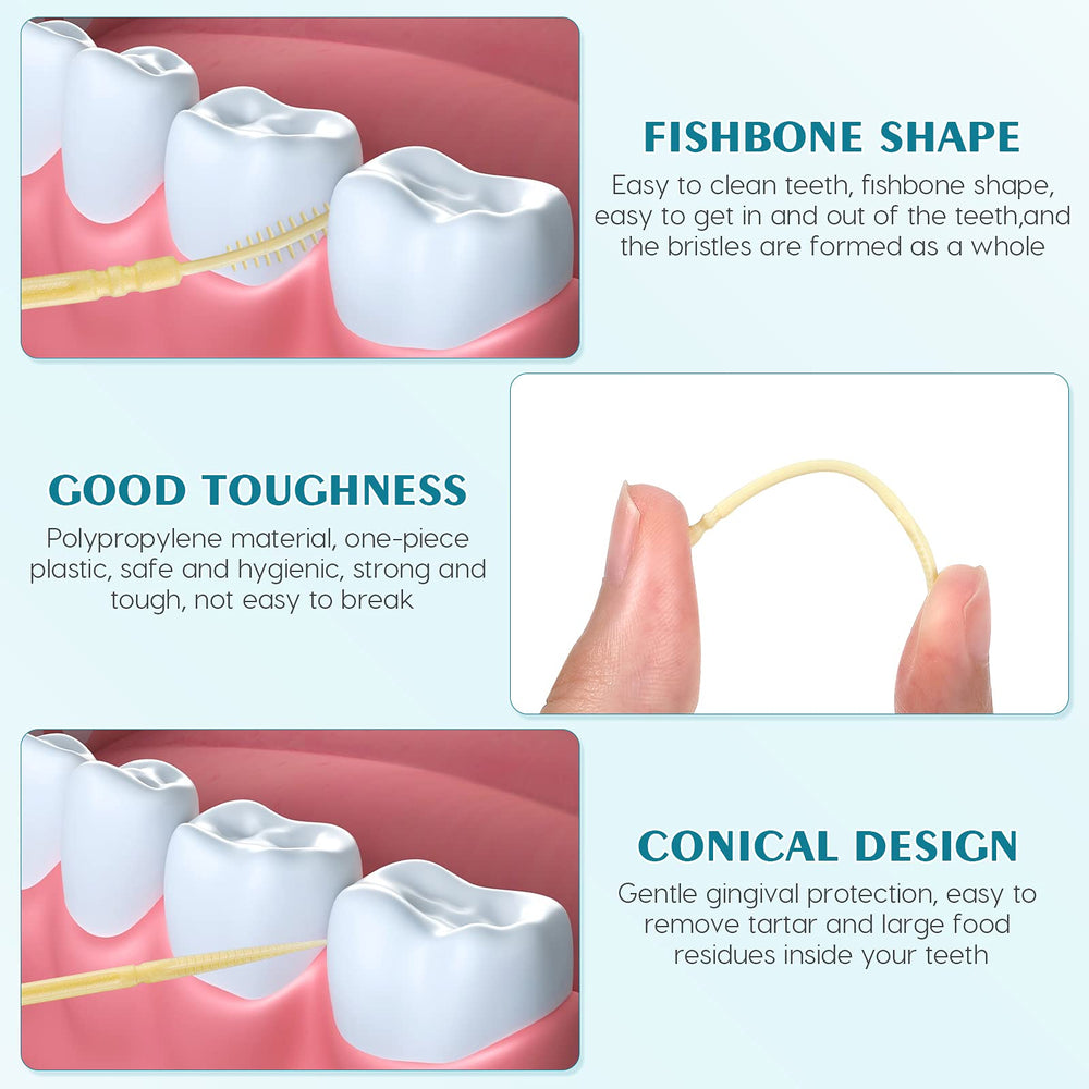 Toothpicks cleaning between teeth to remove debris