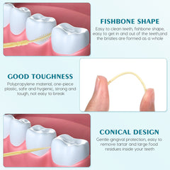 Toothpicks cleaning between teeth to remove debris