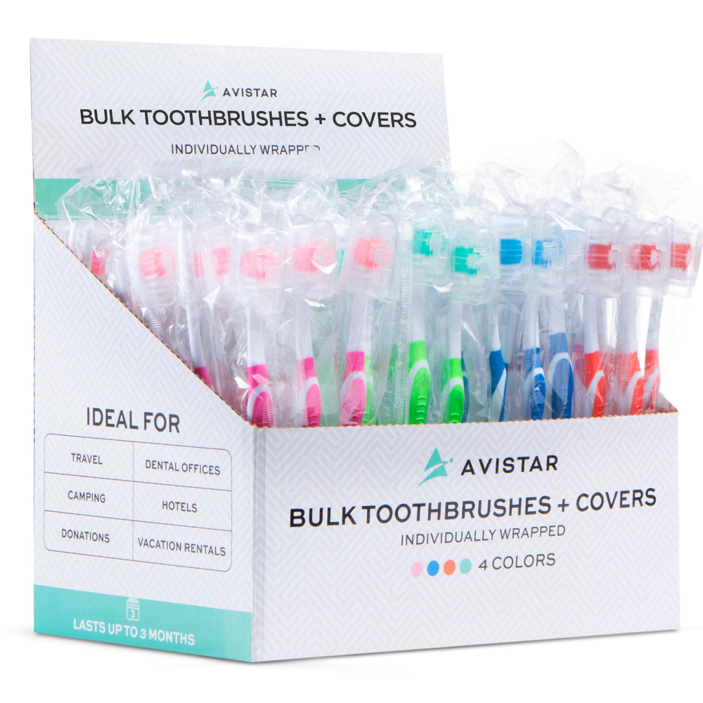 104-pack bulk disposable toothbrushes with cap covers in sealed case