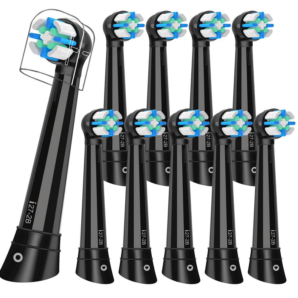 Box of 10 Oral-B iO compatible replacement toothbrush heads in black