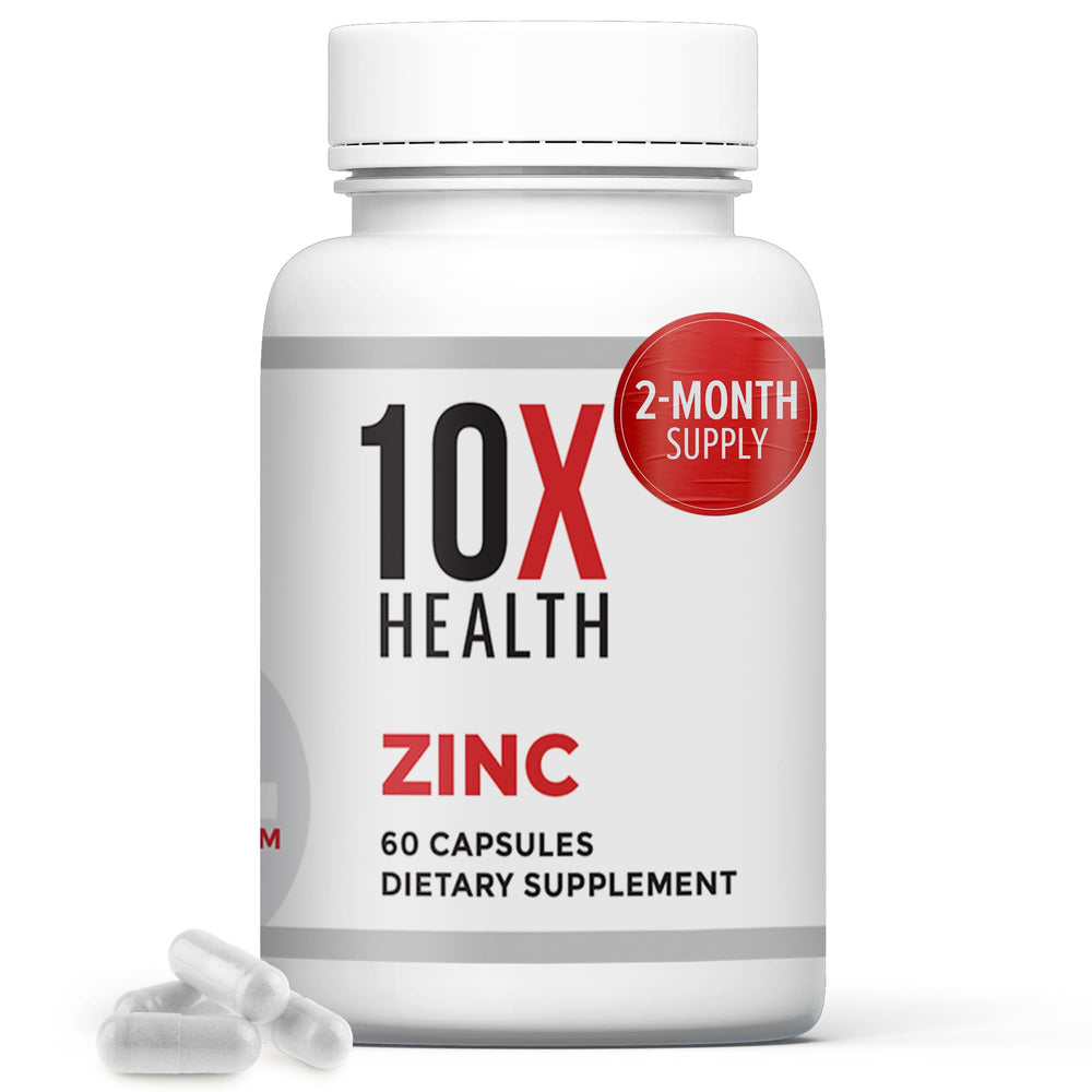 Bottle of 10X Health Zinc Supplements with 60 capsules