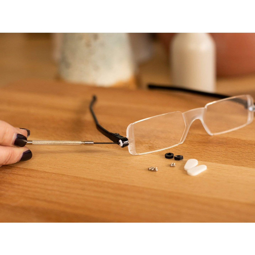 Micro screws and flathead screwdriver for glasses