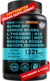 Bottle of 12-in-1 Nootropic Brain Supplement with Caffeine Anhydrous (60 count)