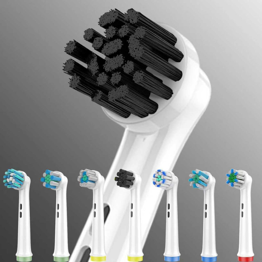 Assorted 12-pack brush heads with color-coded rings for easy family identification