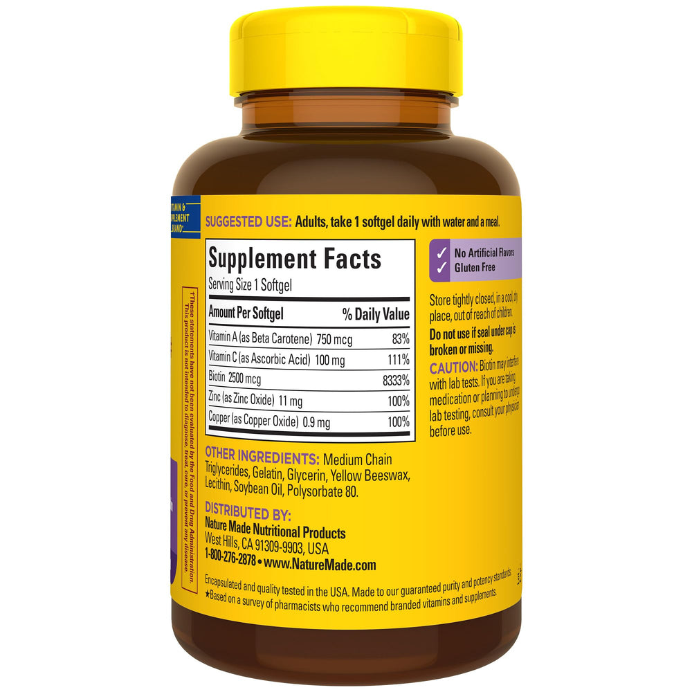 120-day supply label for Nature Made hair skin nails product