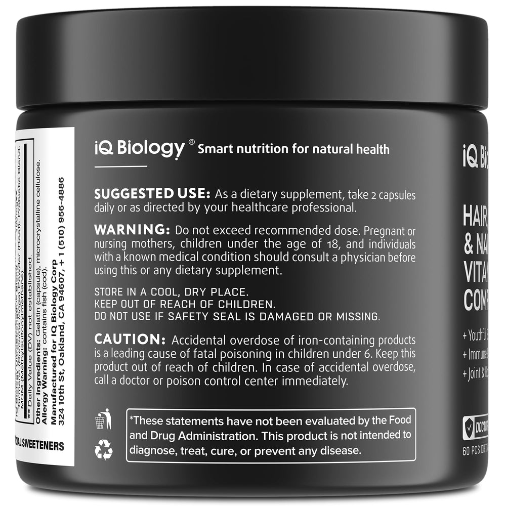 120-pill bottle of Biotin hair growth capsules