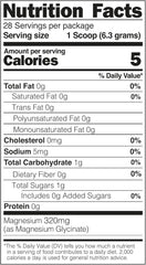 Nutrition and serving information for 28 servings