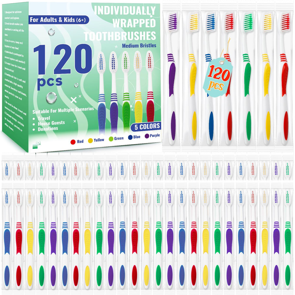 Bulk pack of 120 disposable toothbrushes