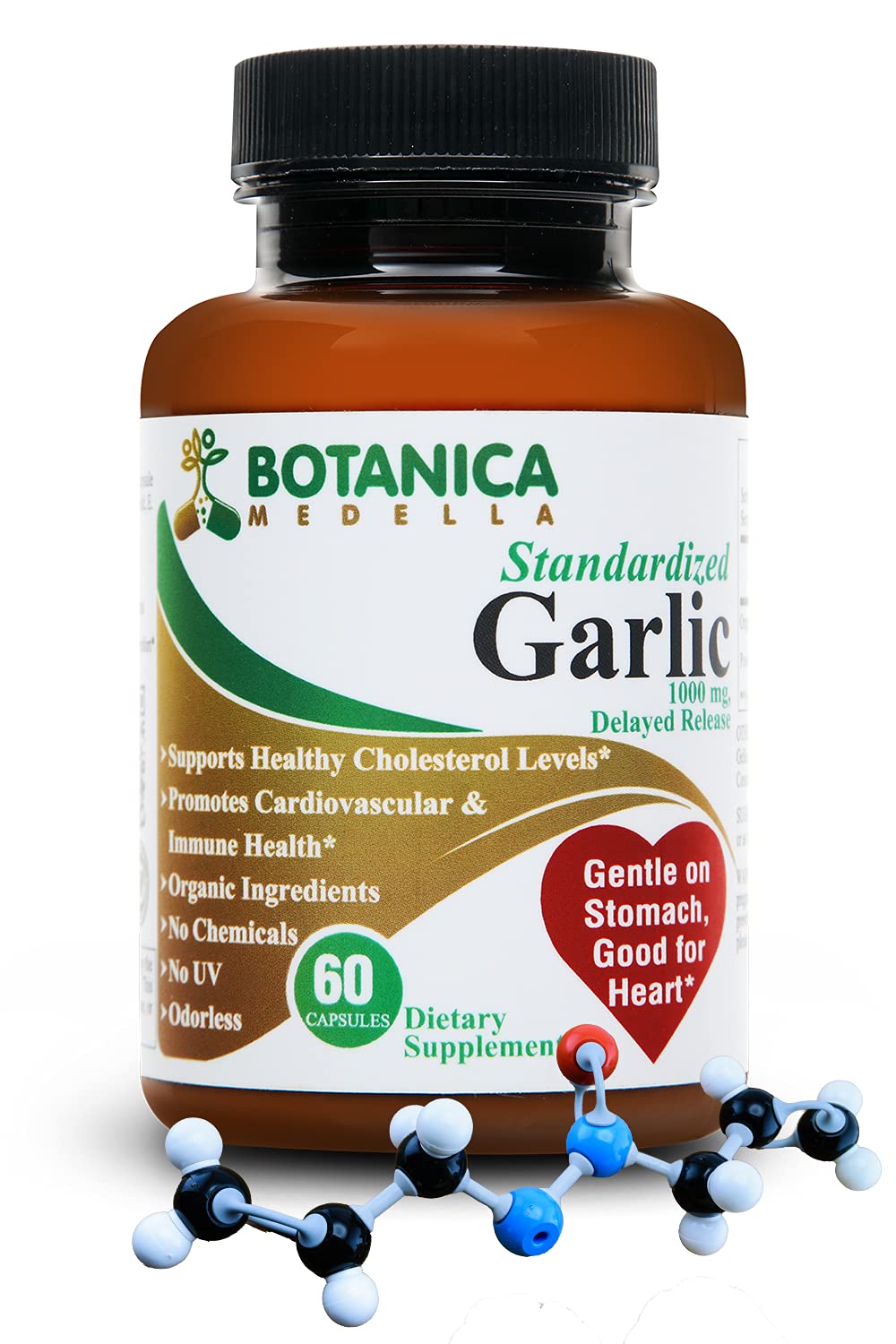 Odorless garlic capsules with 12400 mcg allicin