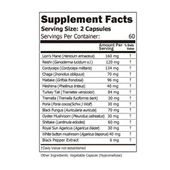 Chaga, Turkey Tail and other mushrooms in the supplement