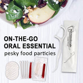 Close-up view of 150-pack dental floss picks, each individually wrapped