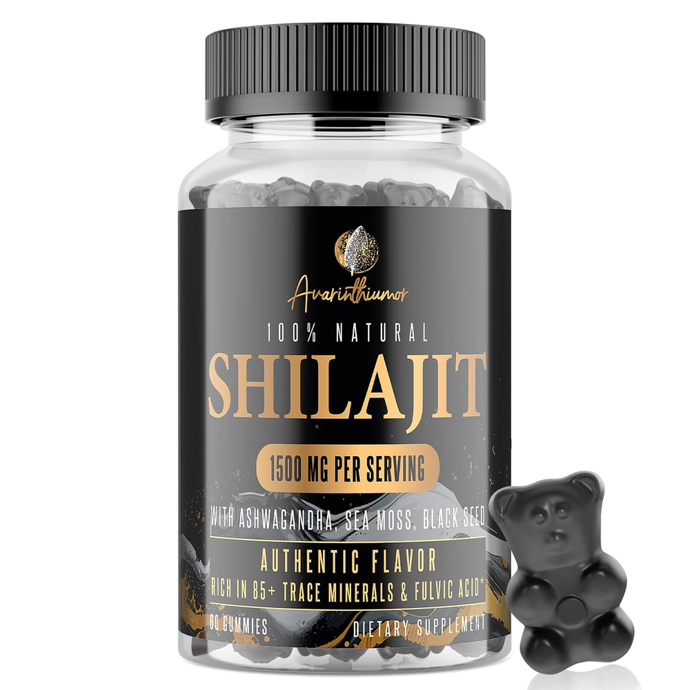 Hero product shot: 1500mg Shilajit Gummies with Ashwagandha, Sea Moss and Black Seed
