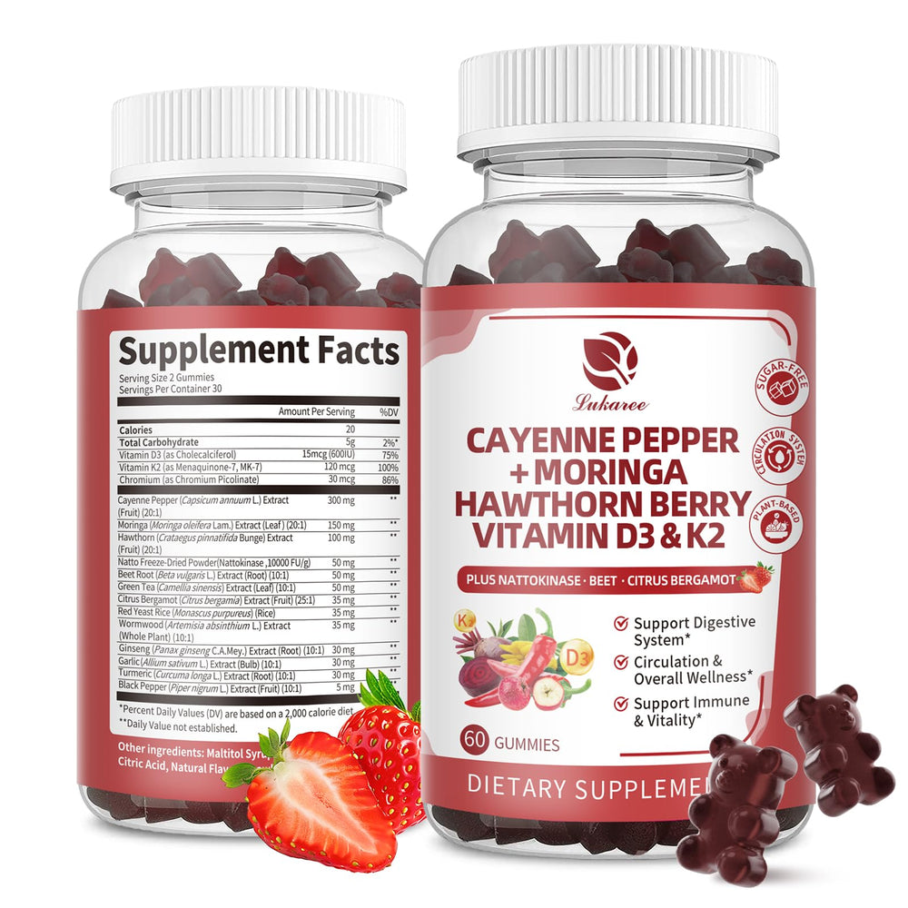 Front view of 16 in 1 Cayenne Pepper Gummies Sugar-Free bottle