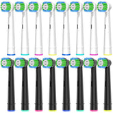 16 pack precision brush heads for Oral-B compatible toothbrush in white and black