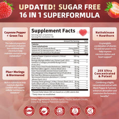 Close-up of cayenne pepper gummies with natural ingredient illustrations