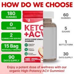 Each bag contains 180 gummies, individually wrapped