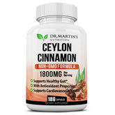 Bottle of 1800mg Organic Ceylon Cinnamon Capsules – 180 count
