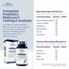 Close-up of 1MD Complete Probiotics Platinum label