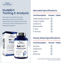 1MD GutMD capsules closeup shows small, easy-to-swallow capsules for digestive ease.