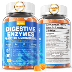 Front view of 1Pack Digestive Enzymes with Probiotic Gummies bottle