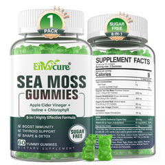 Front view of 1Pack Sea Moss Gummies Sugar-Free packaging