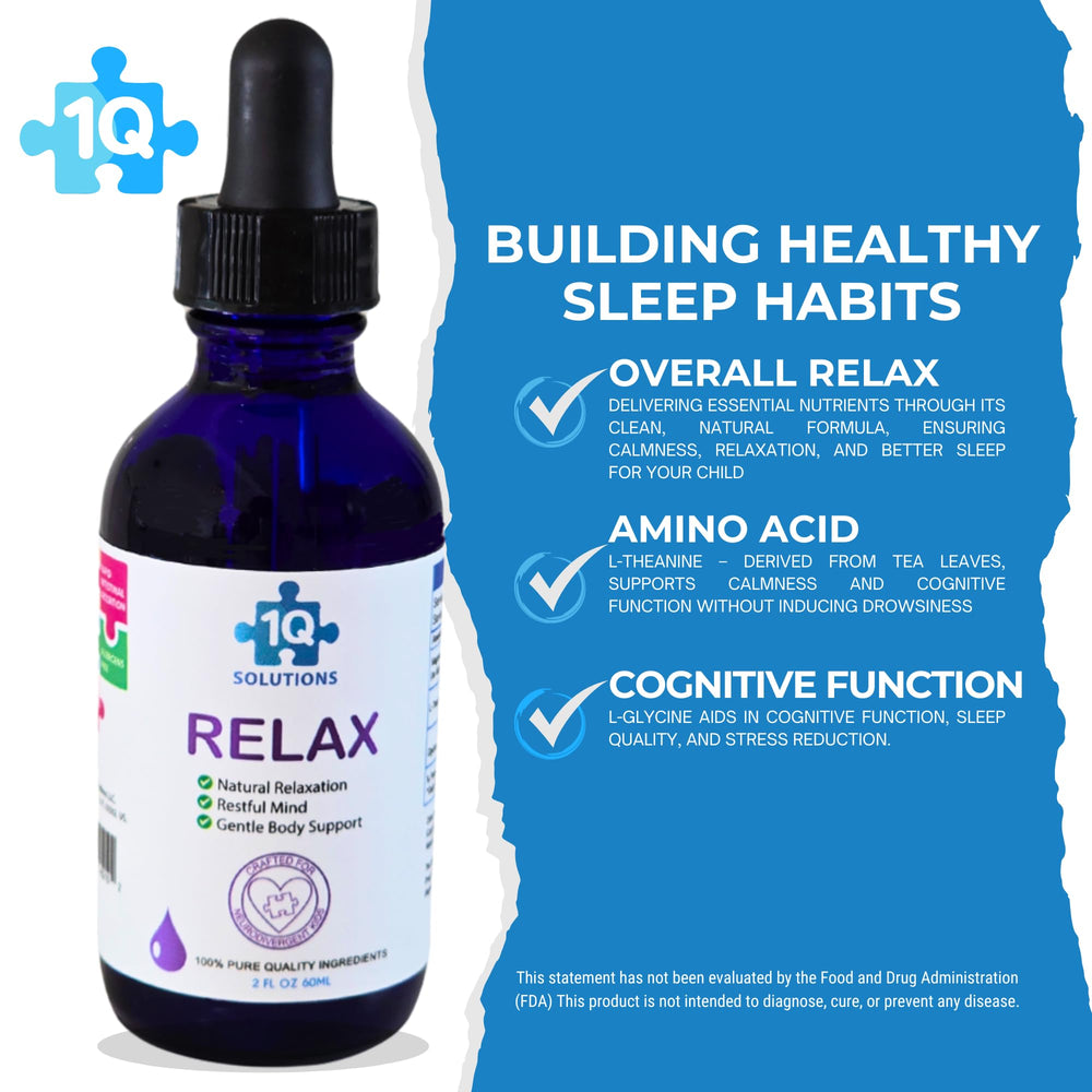 Back label of 1Q Relax bottle