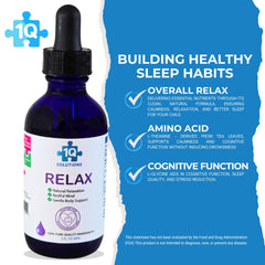 Back label of 1Q Relax bottle