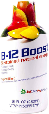 Front view of High Performance Fitness 1st Step Liquid B-12 Tropical Blast 16oz bottle