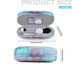 Double-sided design open to show eyeglasses compartment