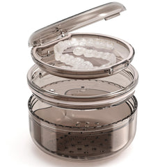 2-in-1 denture case with dual soaking and storage compartments