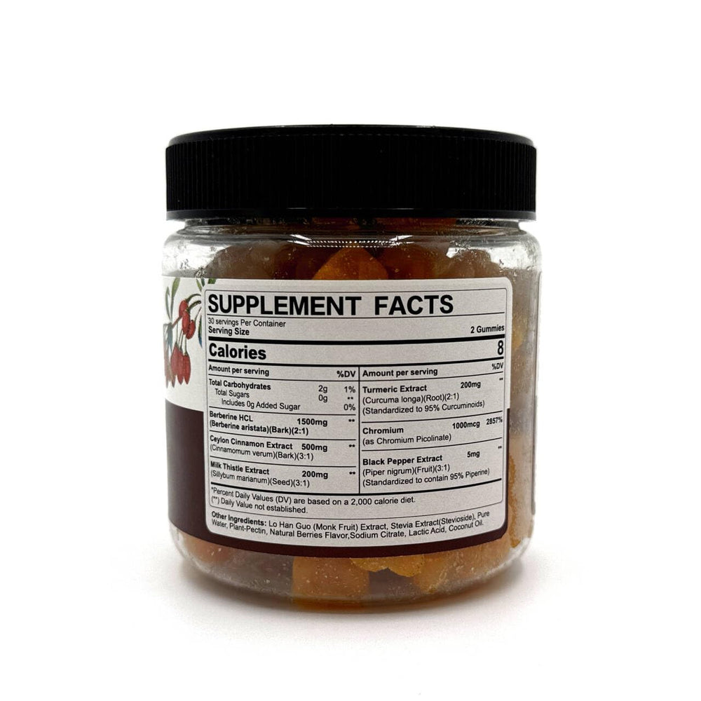 Box and bottle packaging for the sugar-free Berberine Gummies