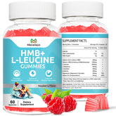 Front view of the 2-pack HMB & Leucine Gummies bottle with raspberry flavor