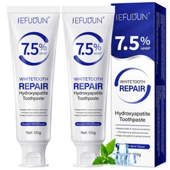 Two hydroxyapatite toothpaste tubes in 2-pack packaging