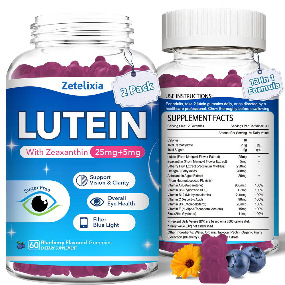 Front of two-pack lutein gummies bottle