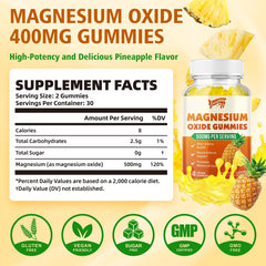 Back view of the 2-pack Magnesium Oxide 500mg Gummies bottle