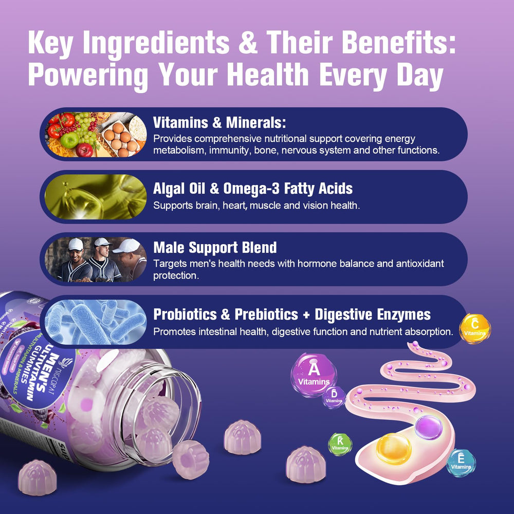 Omega-3 (DHA & EPA) and probiotic blend highlighted on packaging