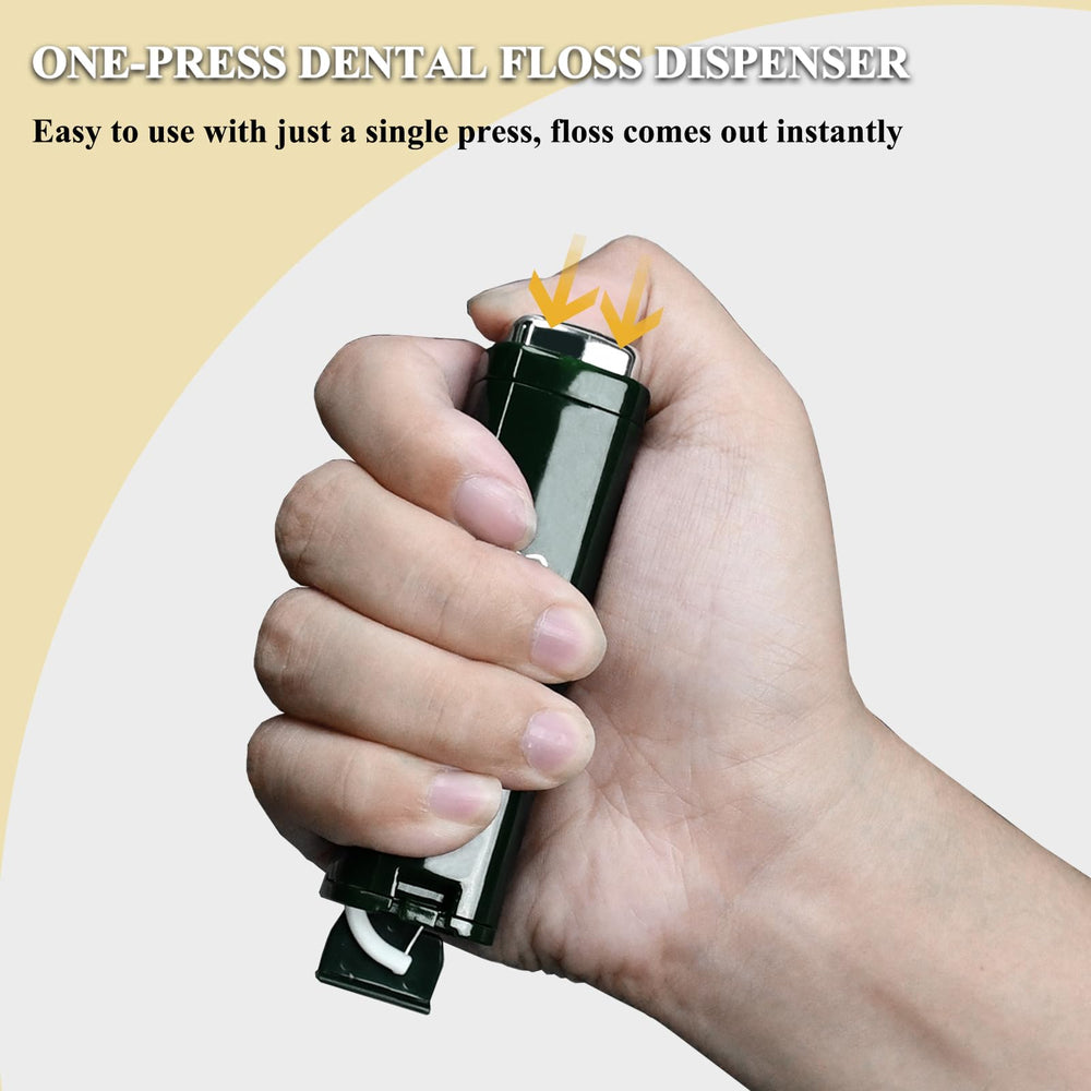 One-press compact floss case opened with floss boxes visible