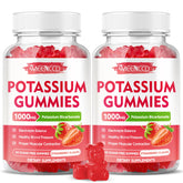 Two-pack 120-count strawberry potassium gummies bottle