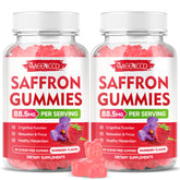 Two-pack saffron gummies raspberry flavor front view