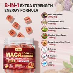 Visual of ingredients including maca, ashwagandha and ginseng