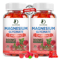 Two-pack sugar-free raspberry magnesium gummies front view