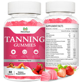 2-pack tanning gummies for women and men with strawberry flavor, 120-count bottle