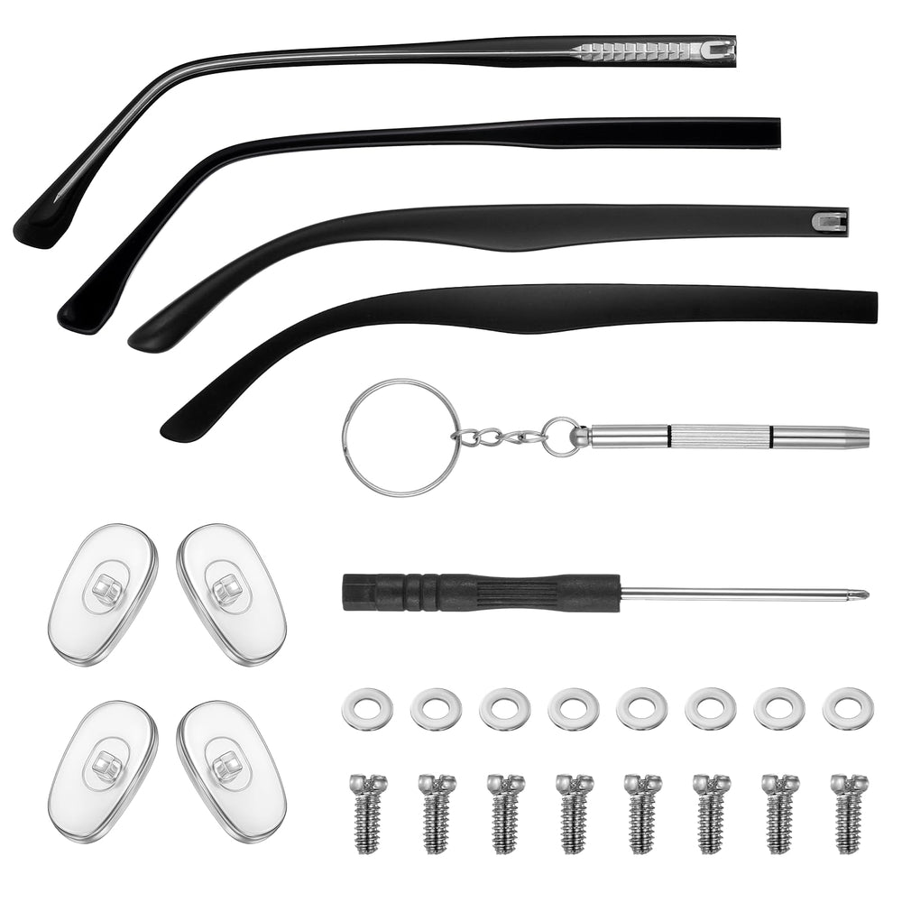 Black replacement temple arms with double-teeth design